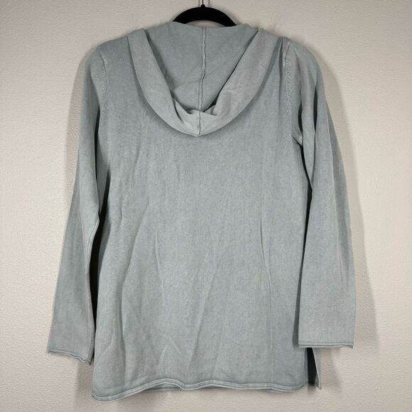 NWT Barefoot Dreams Sunbleached Cotton Bonfire Hoodie Blue Gray Ocean Size XS - Picture 4 of 10